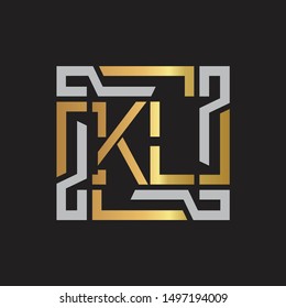 KL Letter logo initial capital monogram with abstract ornament