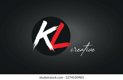 KL Letters Brush Paint Logo icon, Elegant Vector Design