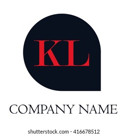 KL Letters red , Abstract black background logo, Design identity in shape, Alphabet letter