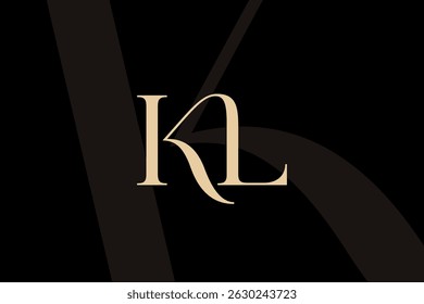 Design de ícone de logotipo de letra KL ou LK. Monograma de iniciais de luxo estilo clássico.