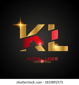 Logo de KL. Letra inicial KL con color rojo y oro. El concepto de diseño del logotipo de la loncha de lujo, adecuado para la empresa y el negocio.

