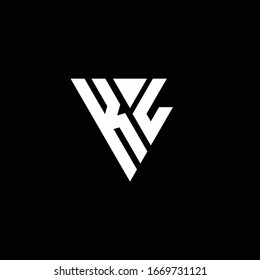 KL Logo letter monogram with triangle shape design template isolated on black background