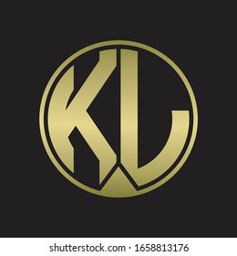KL Logo-Monogrammkreis mit Farbband-Stück-Stil auf Golden