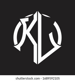KL Logo monogram with emblem and circle rounded design template
