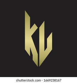 KL Logo monogram with emblem style isolated with gold colors