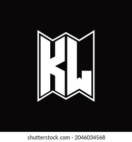 Monograma del logotipo de KL con plantilla de diseño de estilo emblemático sobre fondo negro