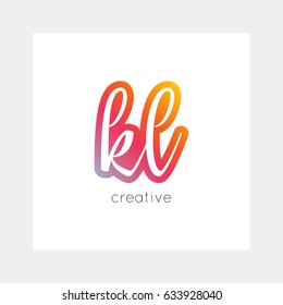 KL logo, vector. Useful as branding, app icon, alphabet combination, clip-art.