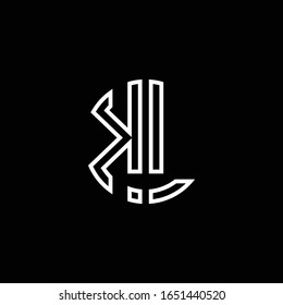 Plantilla de diseño de esquema de estilo de cinta de logotipo en monograma KL