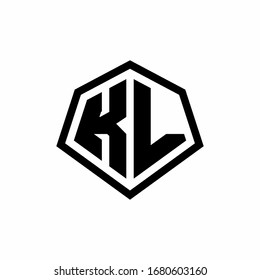 Logotipo KL monogramo con forma hexagonal y plantilla de diseño de estilo redondeado en línea aislado en fondo blanco