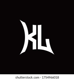 KL monogram logo with sharped shape design template isolated on black background