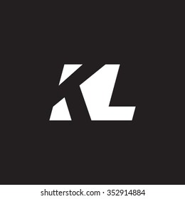 KL negative space letter logo black background