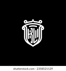 KL shield initial monogram with high quality professional design that will print well
