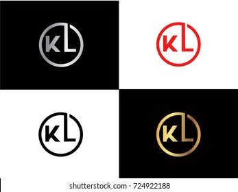 KL text gold black silver modern creative alphabet letter logo design vector icon
