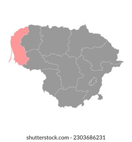 Klaipeda county map, administrative division of Lithuania. Vector illustration.