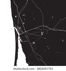 Klaipeda Lithuania Vector Map, Detailed Port City Street Map Black and White Minimalist Line Art