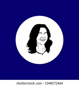 Klaten, Indonesia : Kate Middleton In Line Art Vector. Portrait Without Eyes