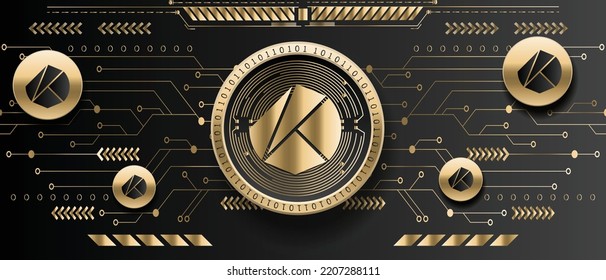 Klatyn KLAY Cryptocurrency Golden Coin On Futuristic Technology Background Vector Illustration Banner And Wallpaper Template 