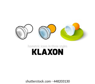 Klaxon icon, vector symbol in flat, outline and isometric style