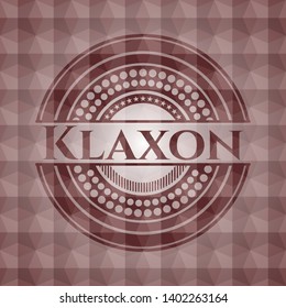Klaxon red emblem with geometric background. Seamless.