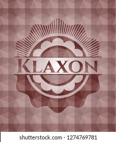 Klaxon red emblem with geometric pattern. Seamless.