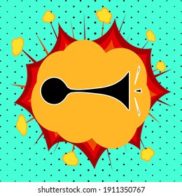 Klaxon sign, pop art explosion, vector illustration for design