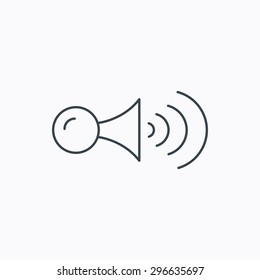 Klaxon signal icon. Car horn sign. Linear outline icon on white background. Vector