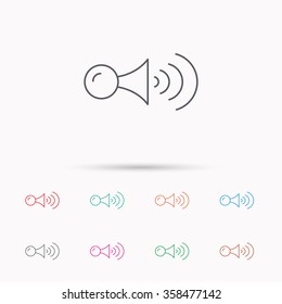 Klaxon Signal Icon. Car Horn Sign. Linear Icons On White Background.
