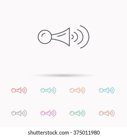 Klaxon signal icon. Car horn sign. Linear icons on white background.