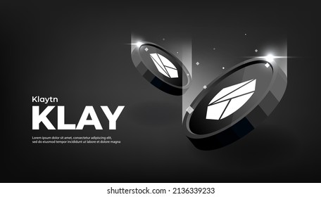 Klay crypto currency themed banner. Klay icon on modern black color background.