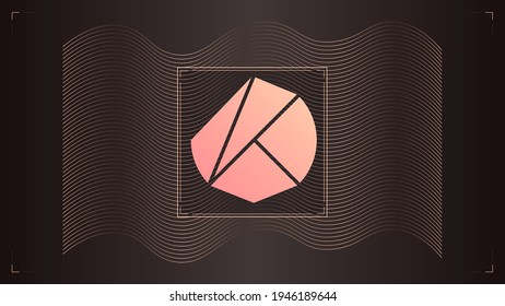 Klaytn cryptocurrency colorful gradient logo on dark background with wavy thin line.