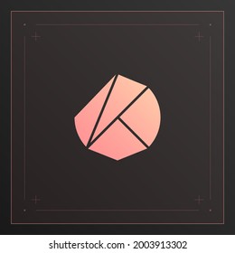 Logo de gradiente de color criptodivisa klaytn con decoración de líneas finas. Aislado en un fondo oscuro.