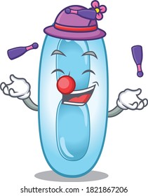 A klebsiella pneumoniae cartoon design style succeed playing juggling