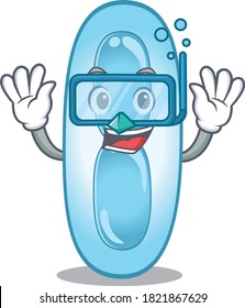 Klebsiella pneumoniae mascot design swims with diving glasses