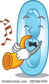 Klebsiella pneumoniae musician of cartoon design playing a trumpet