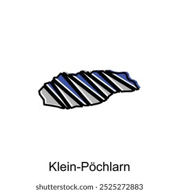 Klein Pochlarn map flat icon illustration, Vector map of Austria with named Country and travel icons template