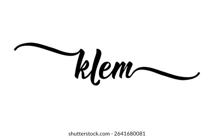 Klem. Norwegian text: Hug. Ink illustration. Modern brush calligraphy. Perfect design for greeting cards, posters and social media. Norwegian Lettering.