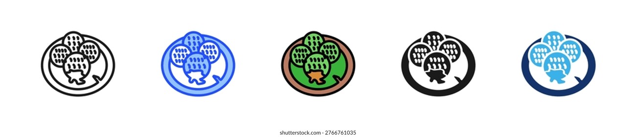 Klepon Rice Cake Icon Collection With Multiple Styles