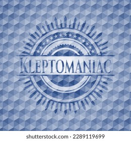 Emblema hexágono azul cleptómano. Ilustración vectorial. Detallado. 
