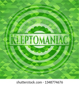 Kleptomaniac realistic green mosaic emblem