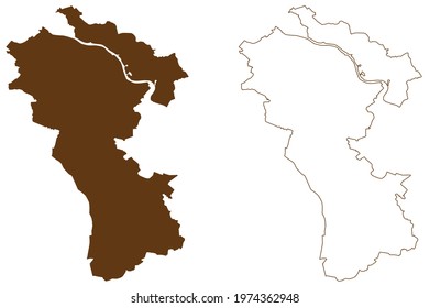 Kleve district (Federal Republic of Germany, State of North Rhine-Westphalia, NRW, Dusseldorf region) map vector illustration, scribble sketch Cleves map