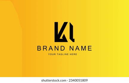 KLI KL KA brand minimal professional creative black logo design for all kinds of business with yellow red gradient background template  