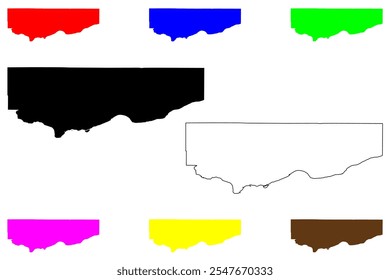 Condado de Klickitat, Estado de Washington (Condado dos EUA, Estados Unidos da América, EUA, EUA) mapa ilustração vetorial, esboço de rabisco Mapa de Klickitat