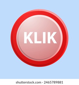 Klik icon red color 3D illustration