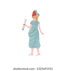 Klio Muse of Greek Mythology Vector Illustration