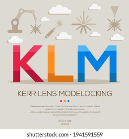 KLM mean (Kerr lens mode locking) Laser acronyms ,letters and icons ,Vector illustration.

