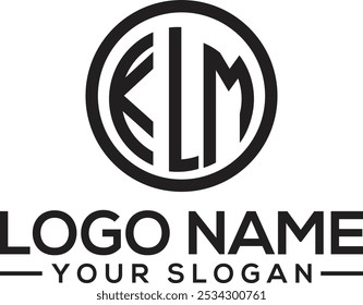 KLM three letter circle logo design vector template.   symbol on black 