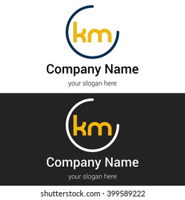 KM business logo icon design template elements. Vector color sign.