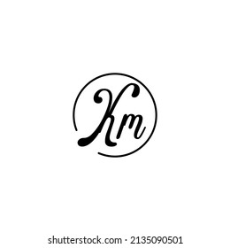 Concepto femenino de círculo KM logotipo inicial mejor para la belleza y la moda