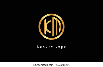 KM kreatives Logo-Design, goldene Farbe