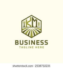 KM Farm Logo Design | Modern KM Agro Logo for Eco-Friendly Sustainable Businesses